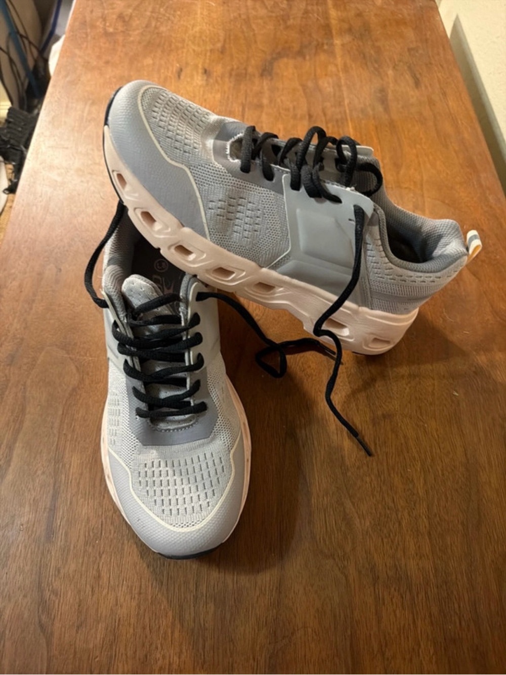 Light Gray Women's Athletic Sneakers with Black Laces